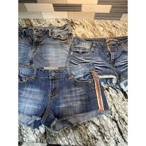 Y2K Lot Of 3 Blue Jean Shorts Sz 7-9